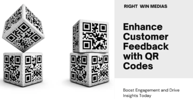 Stacked QR code cubes beside text: "Enhance Customer Feedback with QR Codes. Boost Engagement and Drive Insights Today.