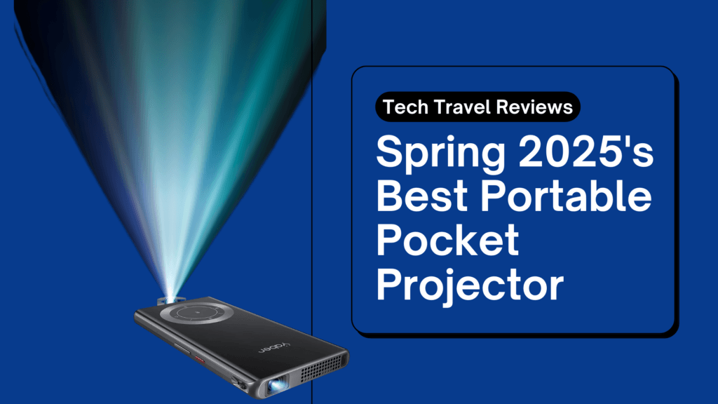 projector amazon Right Win Medias Pocket projector beaming light labeled Spring 2025s Best Portable Pocket Projector by Tech Travel Reviews